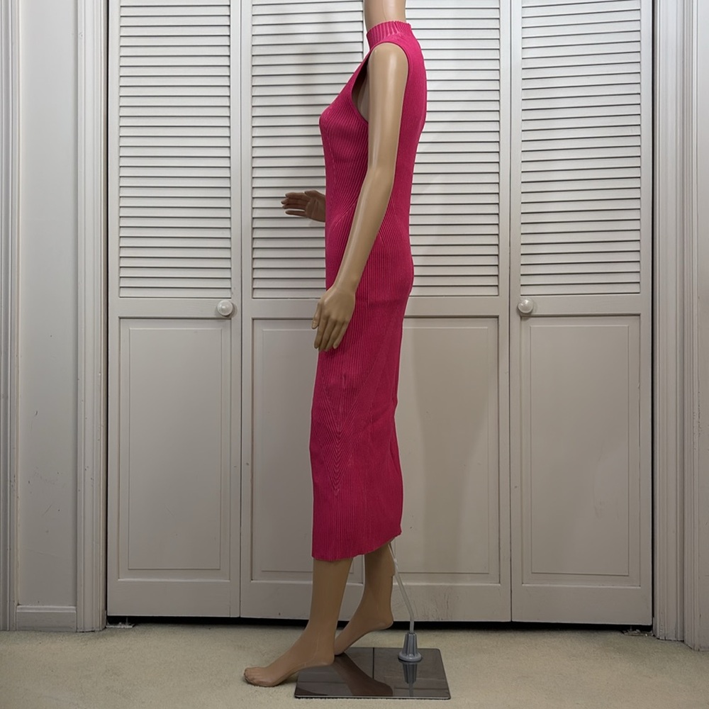 Acler Rickman Midi Ribbed Berry Pink Dress Size 6 - Picture 13 of 16